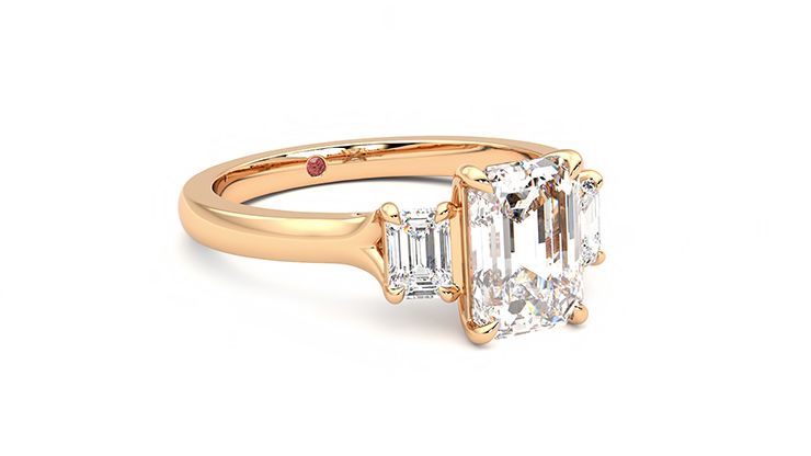 Taylor & Hart Trinity Emerald Engagement Ring 360 degree image 5