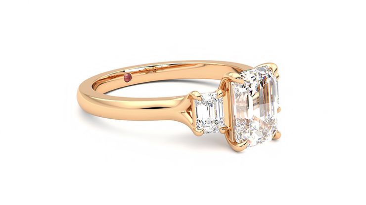 Taylor & Hart Trinity Emerald Engagement Ring 360 degree image 6