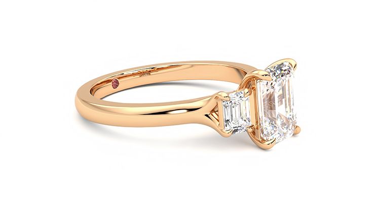 Taylor & Hart Trinity Emerald Engagement Ring 360 degree image 7
