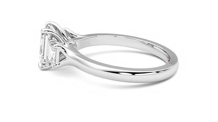 Taylor & Hart Trinity Emerald Engagement Ring 360 degree image 20