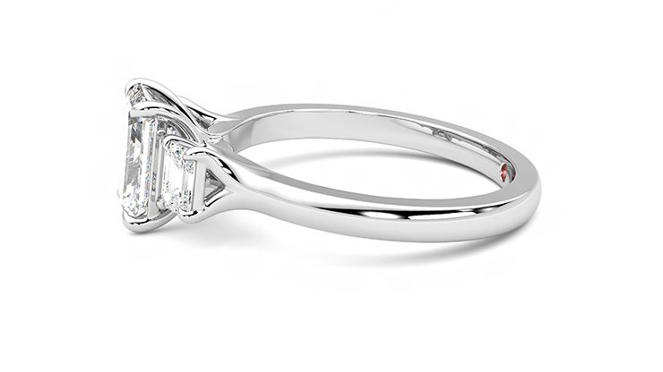 Taylor & Hart Trinity Emerald Engagement Ring 360 degree image 21