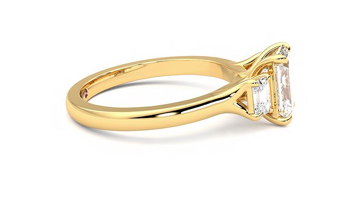 Taylor & Hart Trinity Emerald Engagement Ring 360 degree image 9