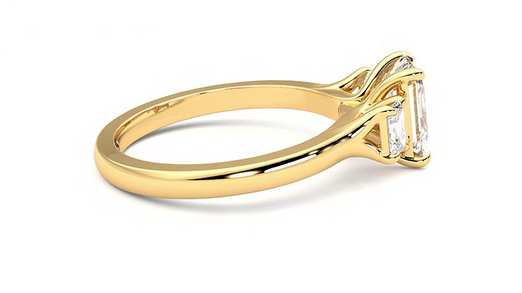 Taylor & Hart Trinity Emerald Engagement Ring 360 degree image 10