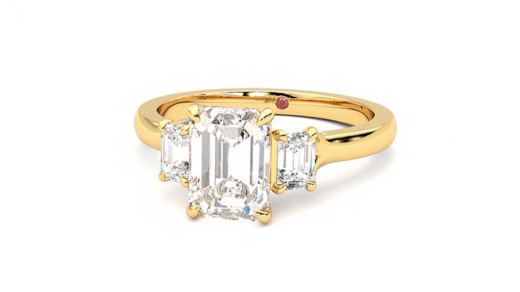 Taylor & Hart Trinity Emerald Engagement Ring 360 degree image 27